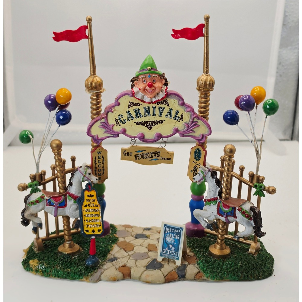 Lemax Village Collection Carnival Entrance Archway Carousel Horses Figurine
